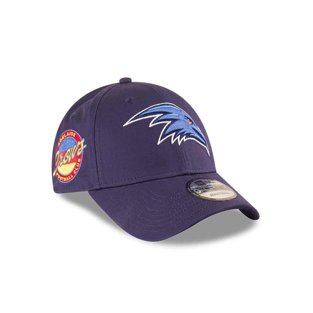 Adelaide Crows Youth Hat - AFL 2025 Badged Navy Blue OTC 9Forty Kids Strapback Cap - New Era